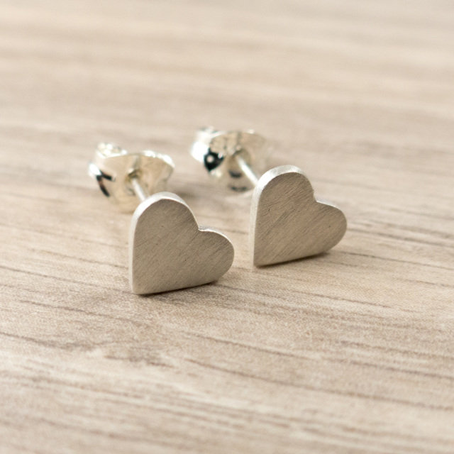 Silver Heart Earring Studs
